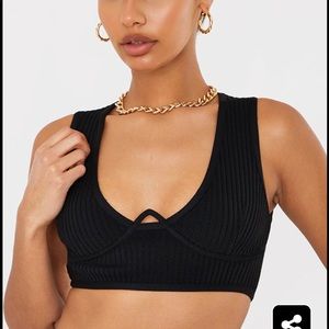 NWT Black Bandage Underwire Crop Top